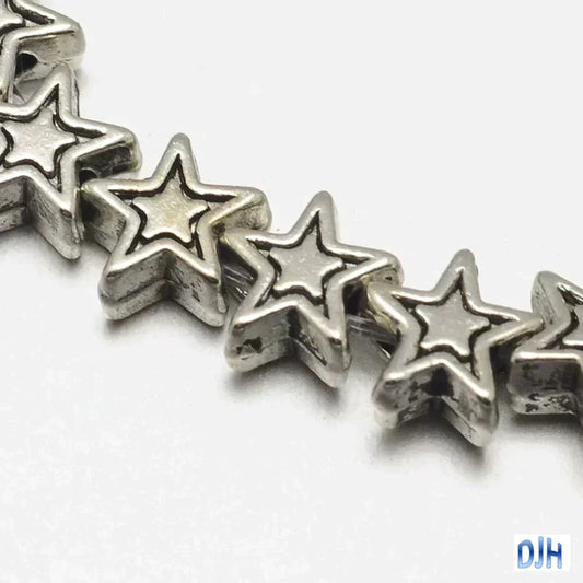 40pcs Antique Silver Star Spacer Beads Tibetan Style 6x6x3mm Hole 1.5mm