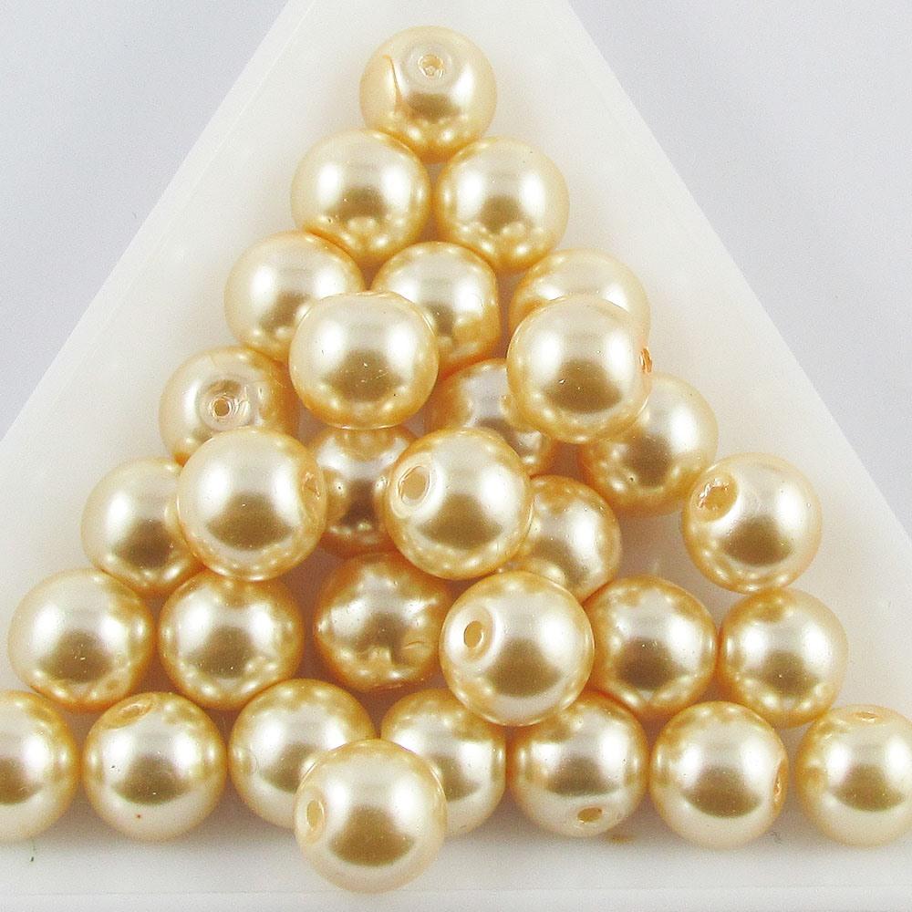 50g 40+ pcs Round Glass Pearl Beads 9mm Select from 12 colours