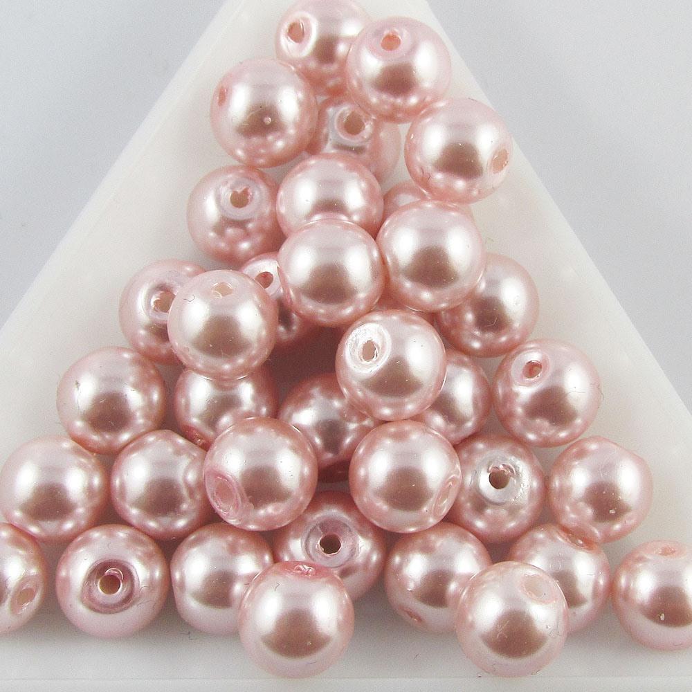 50g 40+ pcs Round Glass Pearl Beads 9mm Select from 12 colours