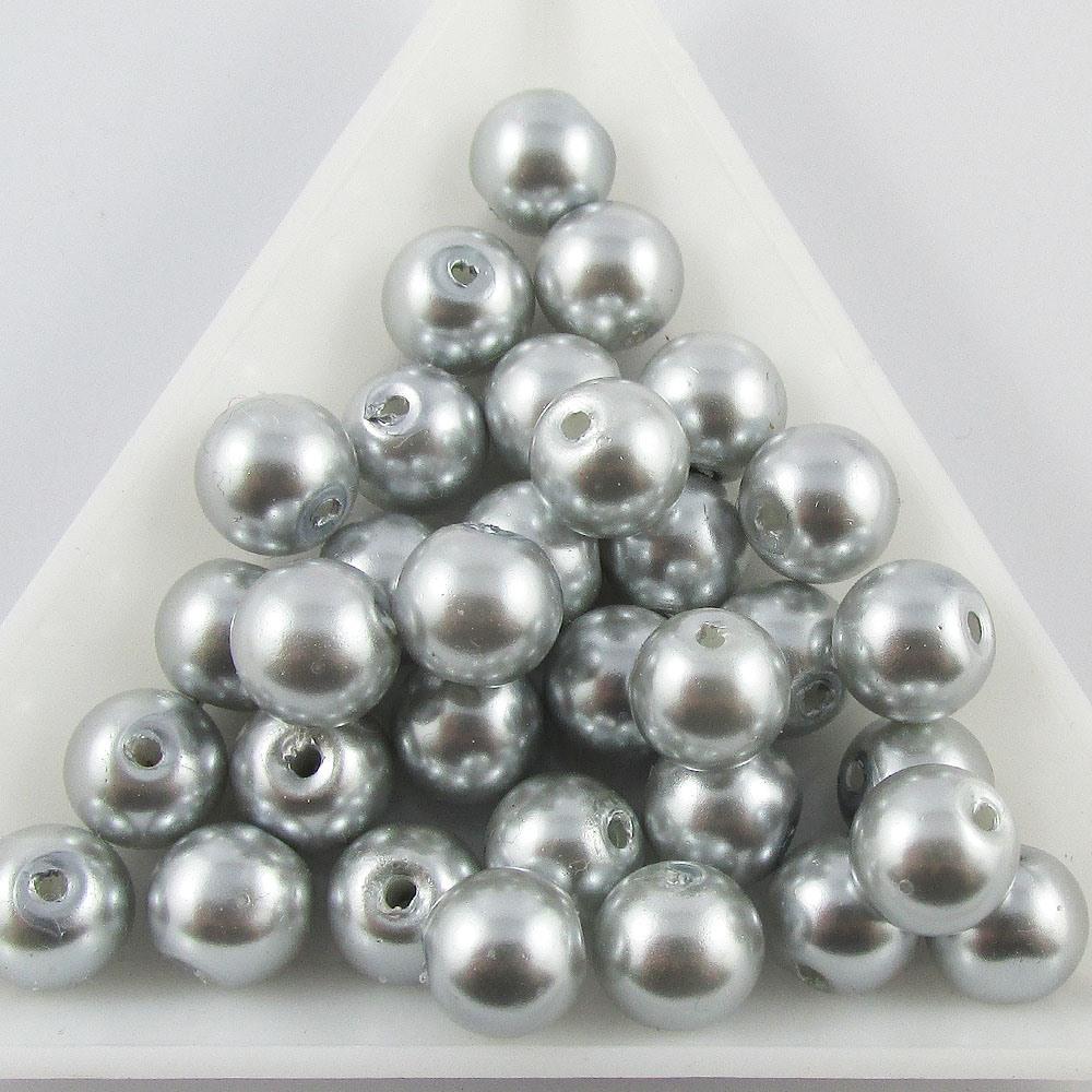 50g 40+ pcs Round Glass Pearl Beads 9mm Select from 12 colours