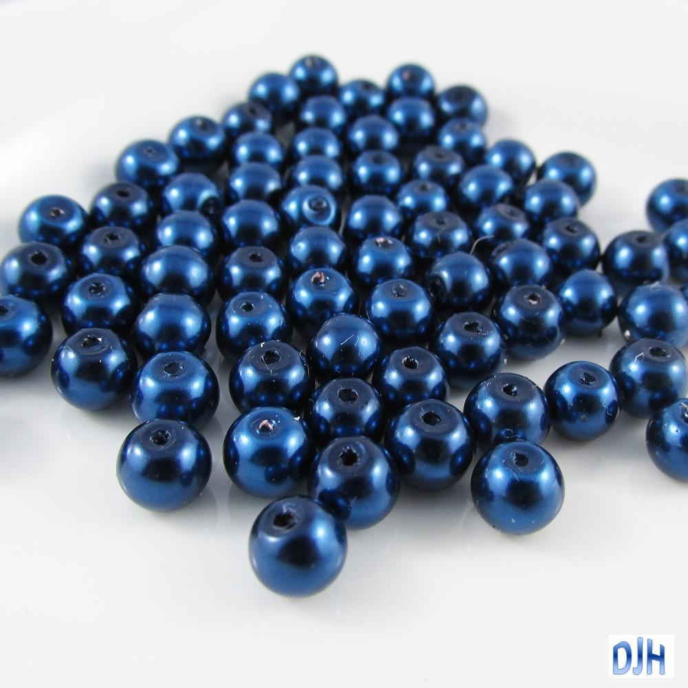 20g 65+ pcs Round Glass Pearl Beads 6mm Select from 12 colours