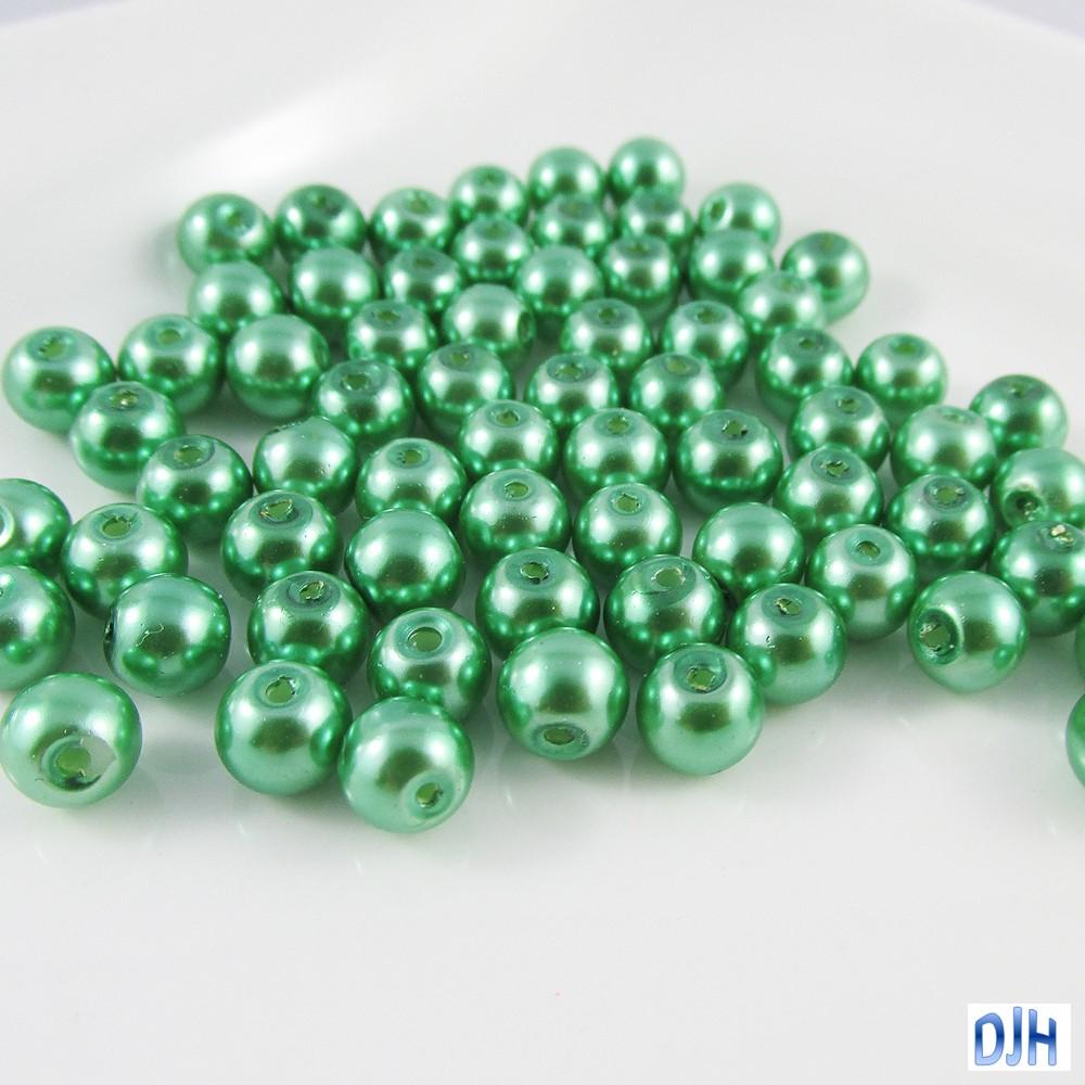 20g 65+ pcs Round Glass Pearl Beads 6mm Select from 12 colours