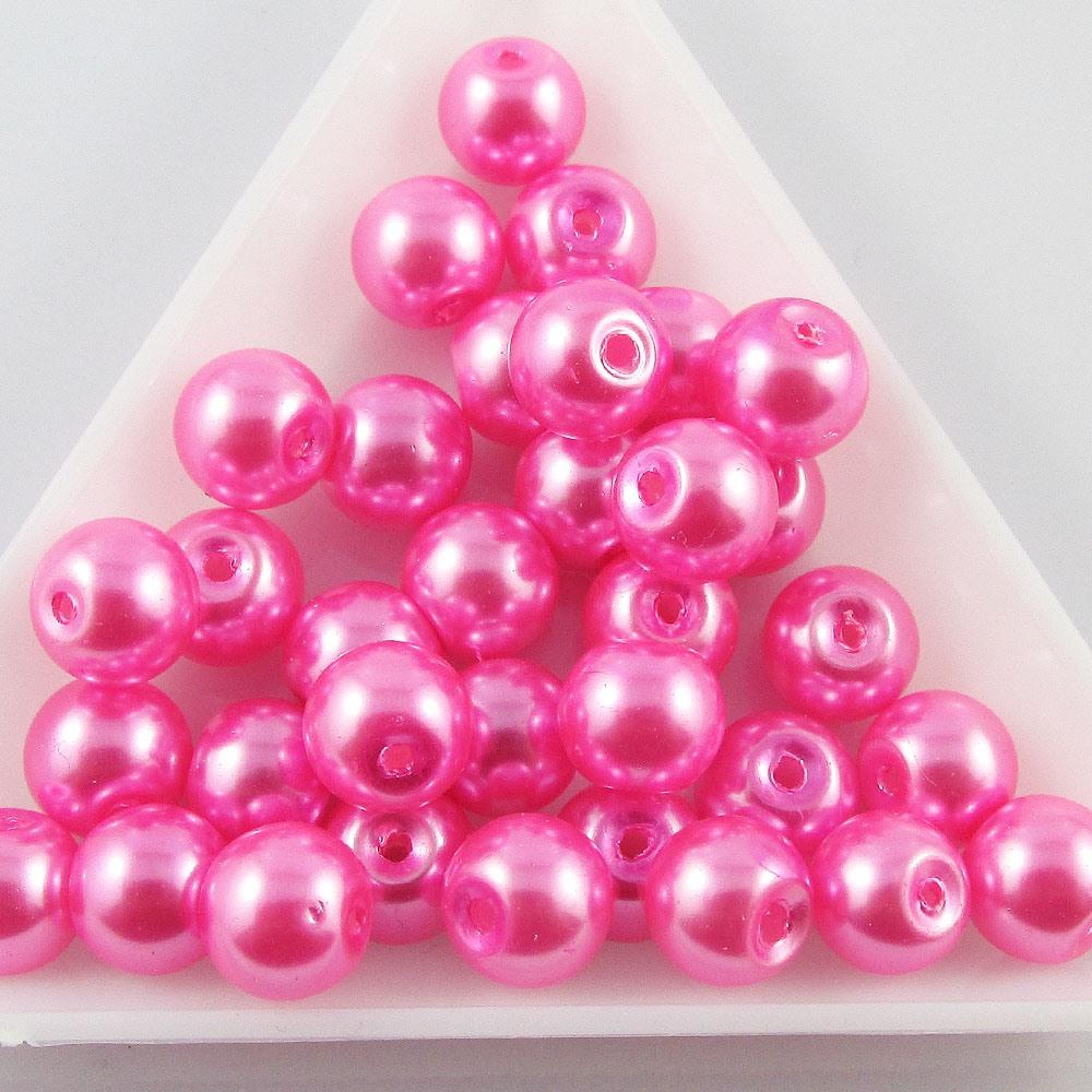 50g 40+ pcs Round Glass Pearl Beads 9mm Select from 12 colours