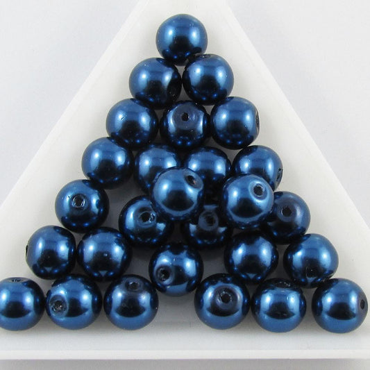 50g 22+ pcs Round Glass Pearl Beads 11mm Select from 12 colours