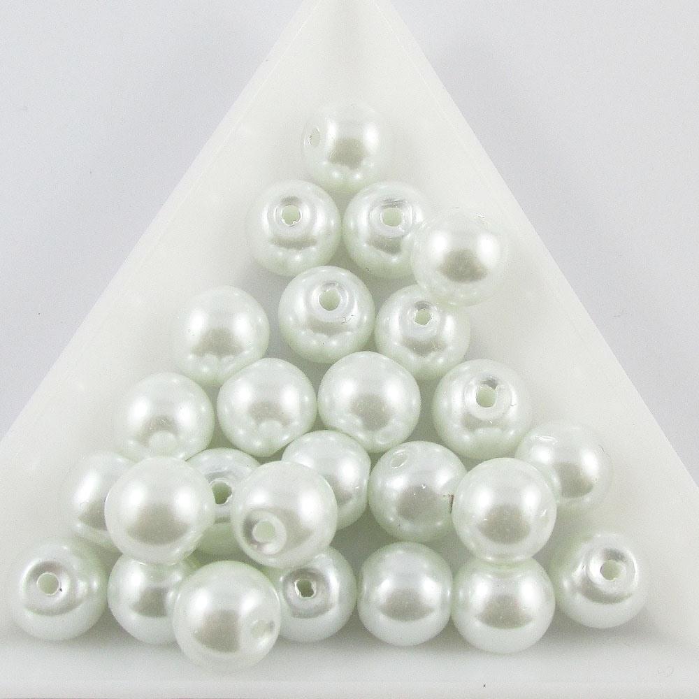 50g 40+ pcs Round Glass Pearl Beads 9mm Select from 12 colours