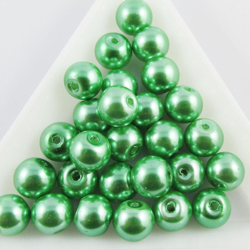 50g 40+ pcs Round Glass Pearl Beads 9mm Select from 12 colours