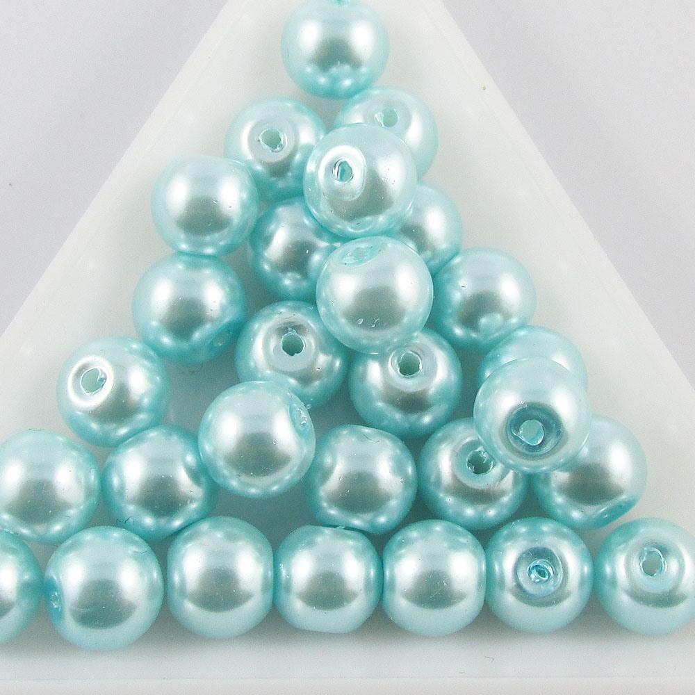 50g 40+ pcs Round Glass Pearl Beads 9mm Select from 12 colours