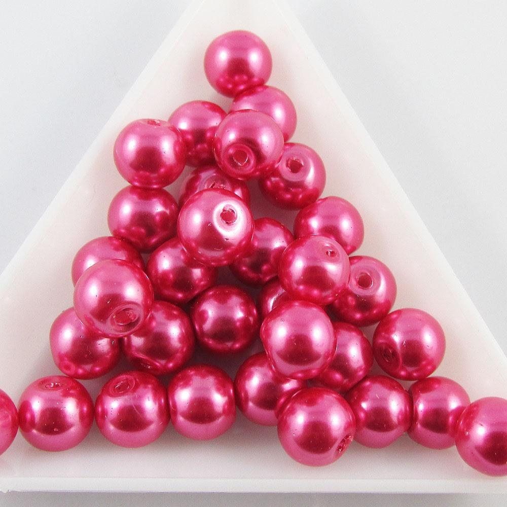 50g 40+ pcs Round Glass Pearl Beads 9mm Select from 12 colours