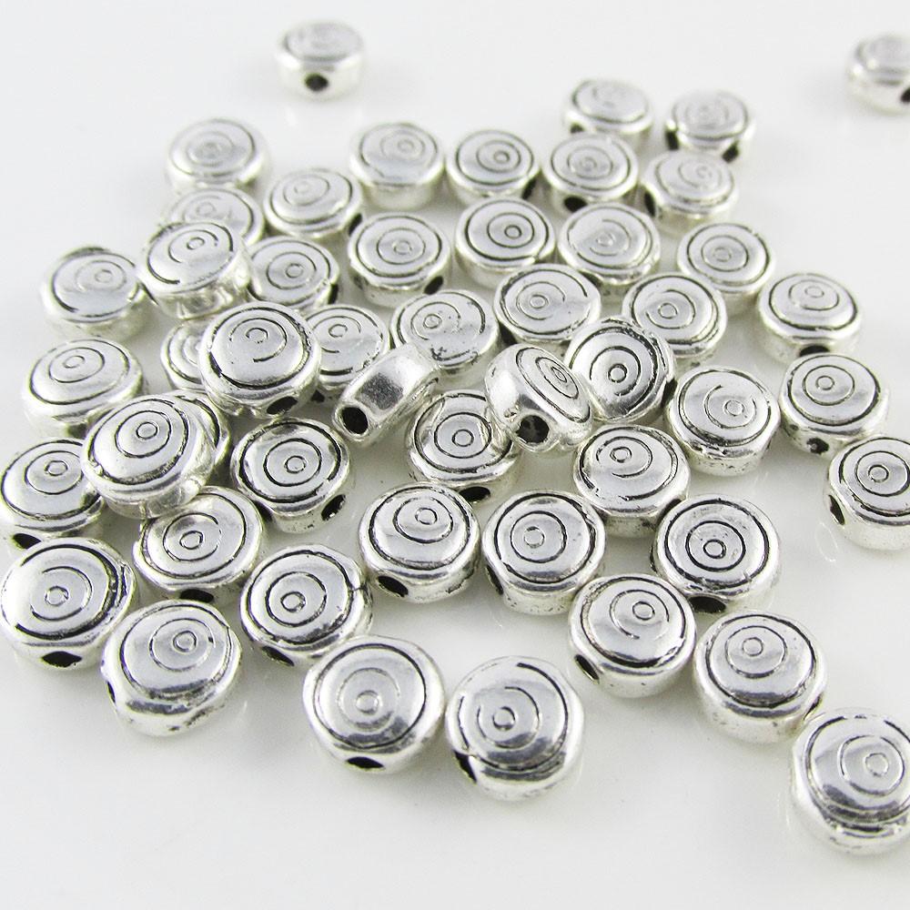 50pcs Circle Disc Spacer Beads Tibetan Style 6mm Hole 1.4mm