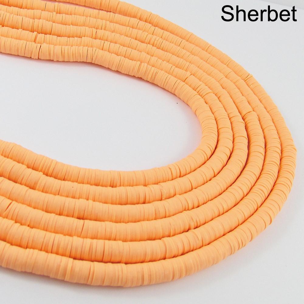One Strand 330pcs Wafer Disc Orange & Reds Polymer Clay Beads Katsuki Bead 6mm