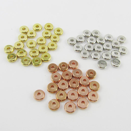 20pcs Brass Tiny Disc Spacer Beads 6mm Hole 1.8mm Gold Silver or Gunmetal