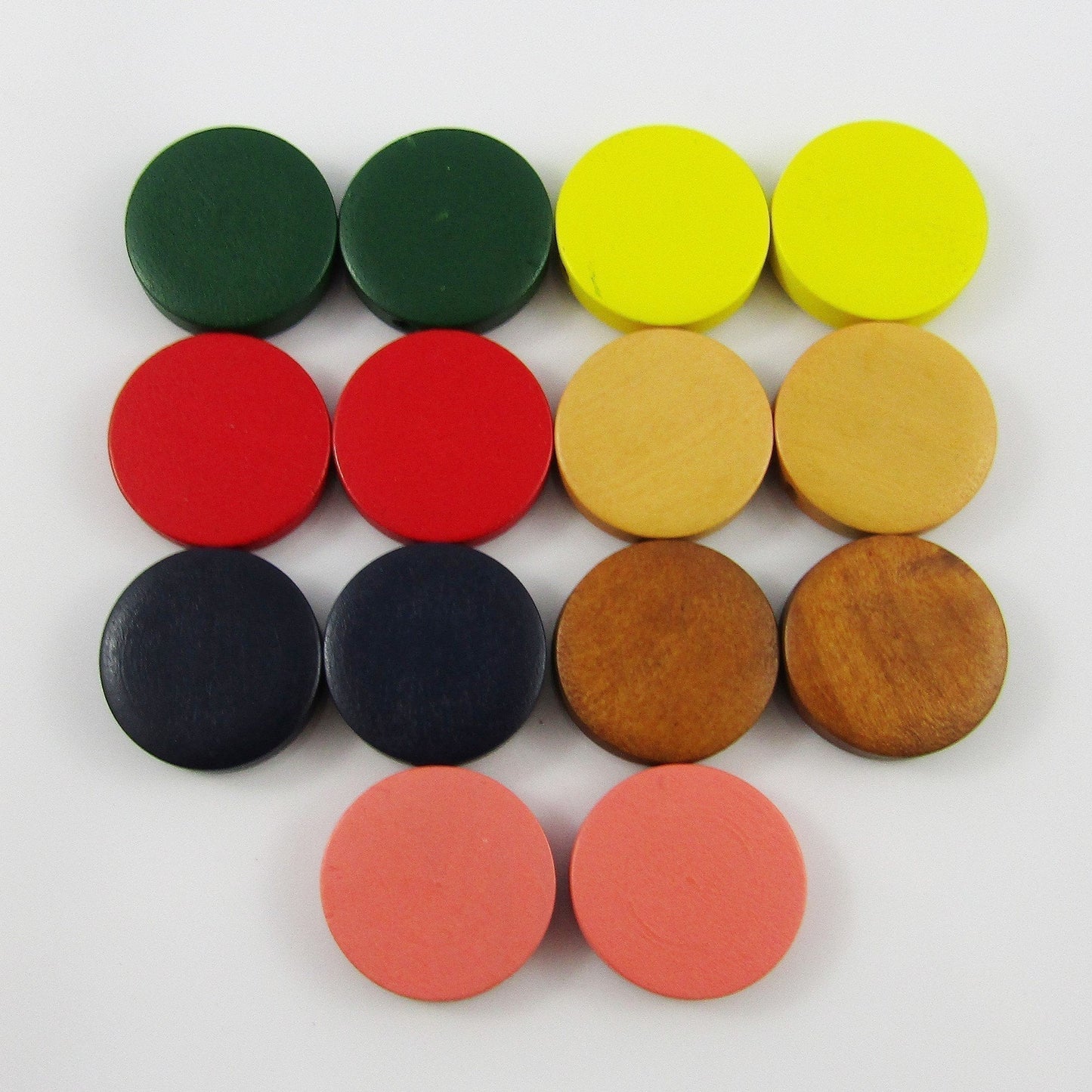 50pcs in random pairs Flat Round Disc Bead Painted Wood 20x5mm Hole 2mm