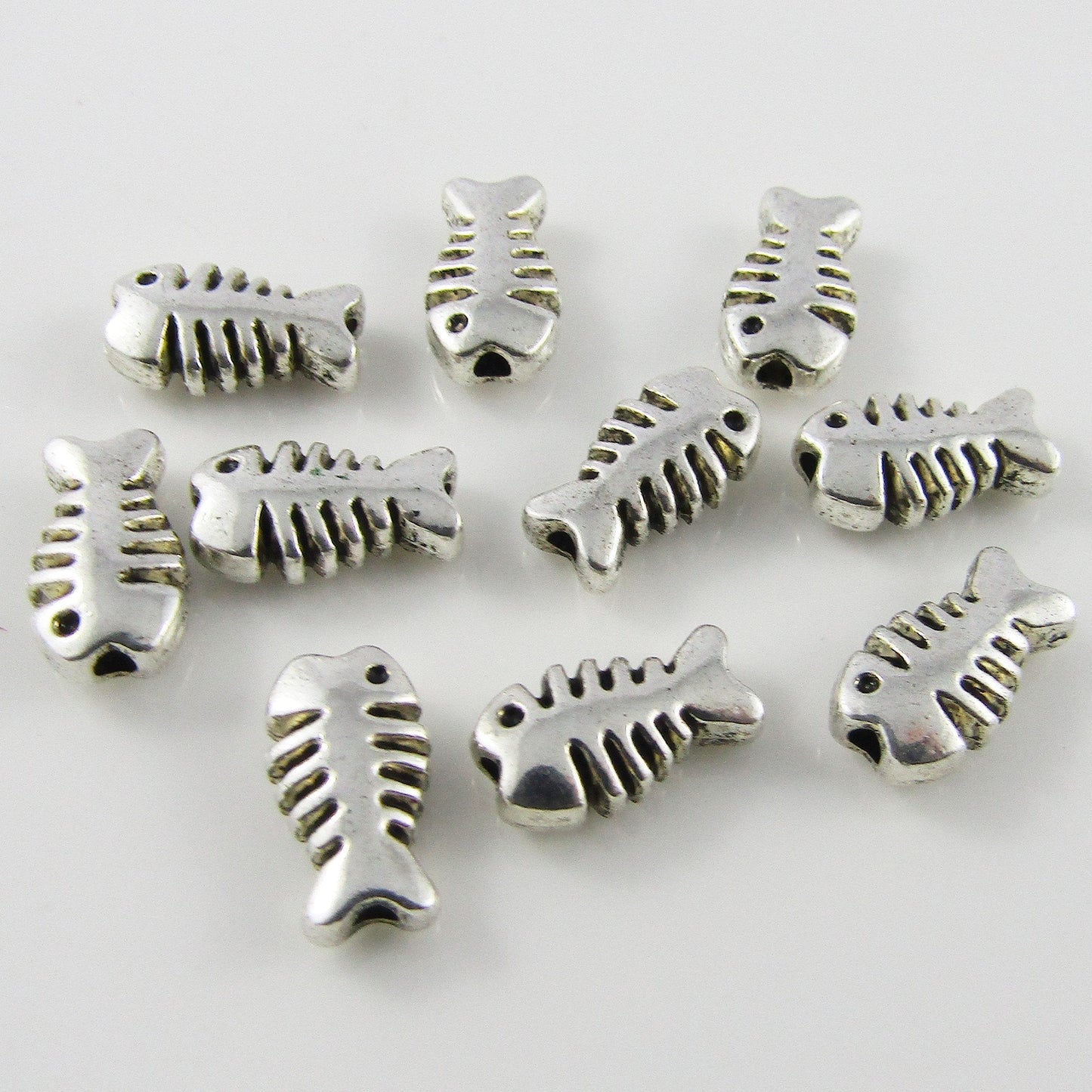 Bulk 10pcs Fish Bone Bead Alloy 13x7mm Hole size 1.5mm