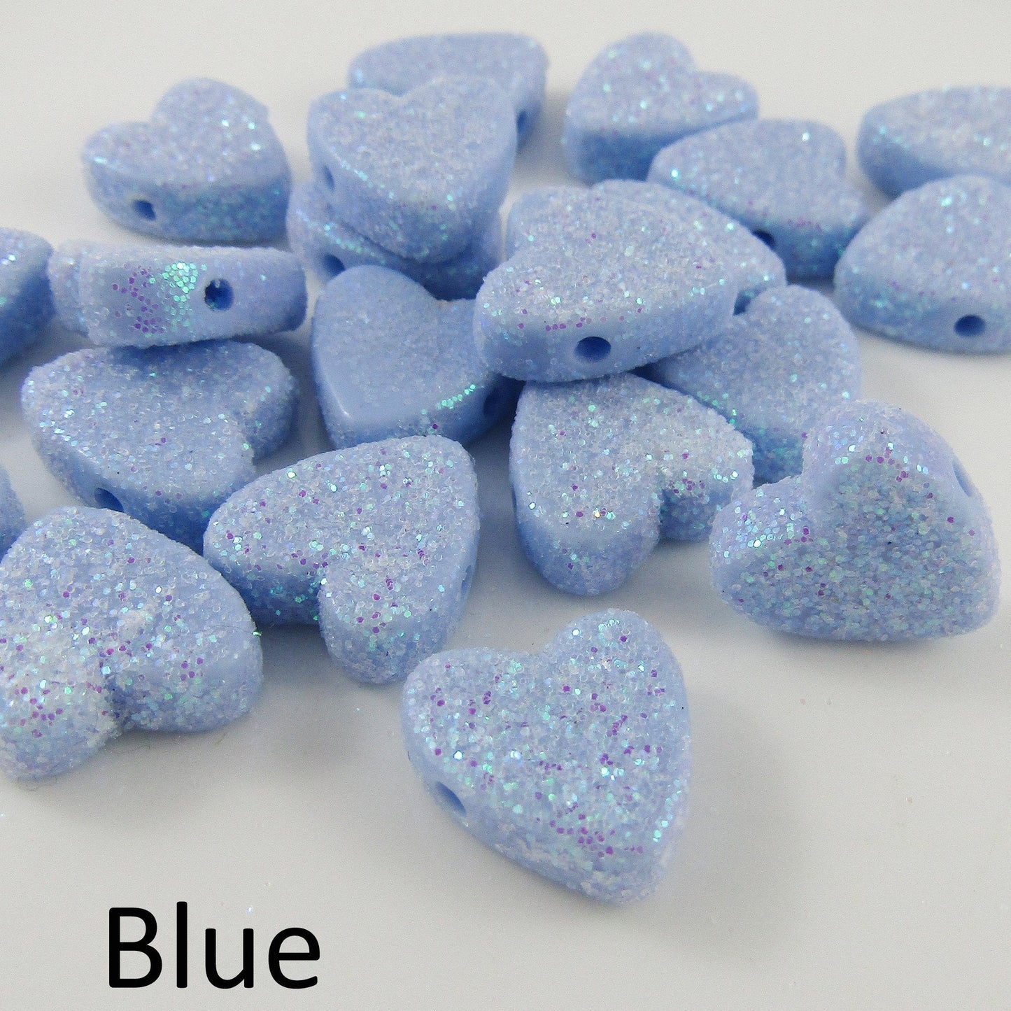 Bulk 20pcs Glitter Love Heart Bead Acrylic Opaque 13x13mm Hole 1.5mm Pick Colour