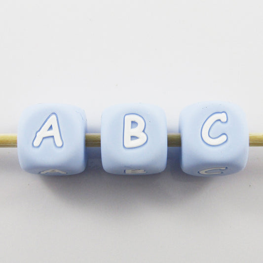 Bulk Pack of 10 Blue Cube Letter Silicone Bead 12mm with 2mm Hole Pens Lanyards