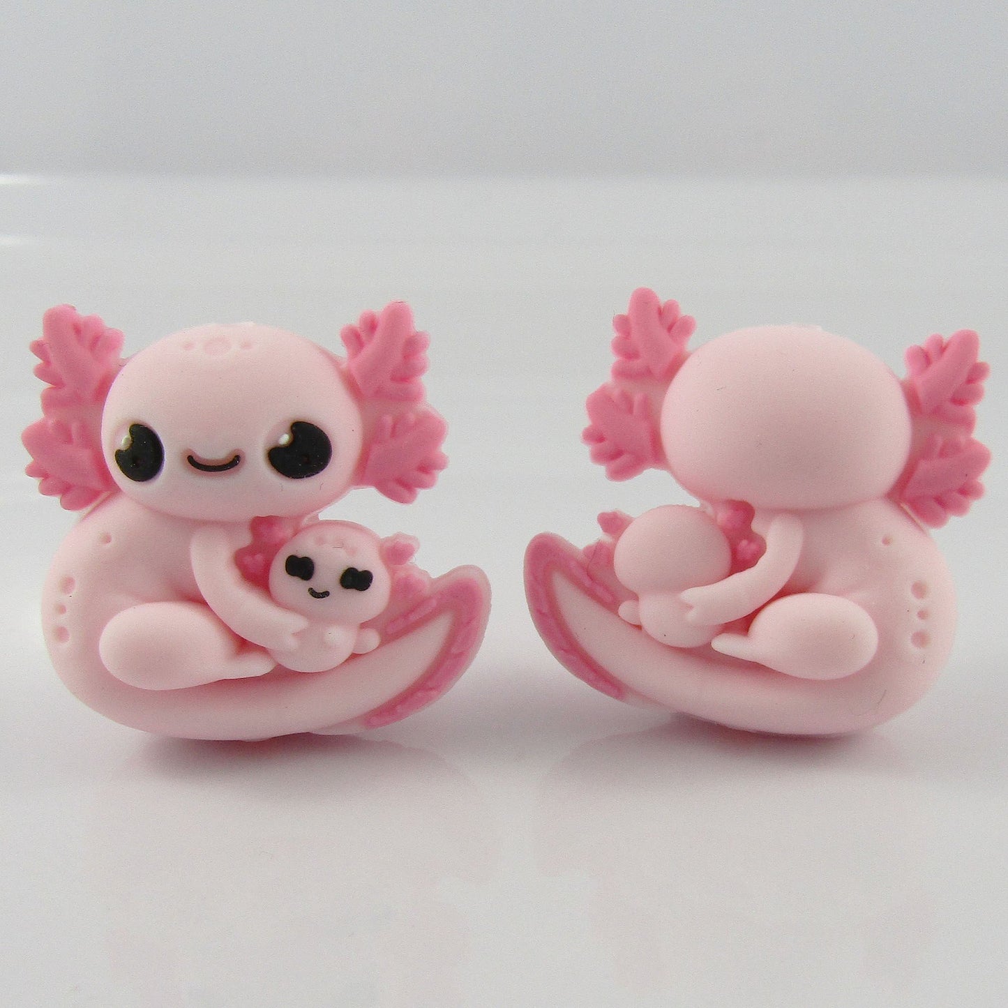 2pcs Axolotl Mother & Baby Mothers Day Silicone Focal Bead 26x27x16mm Hole 2mm