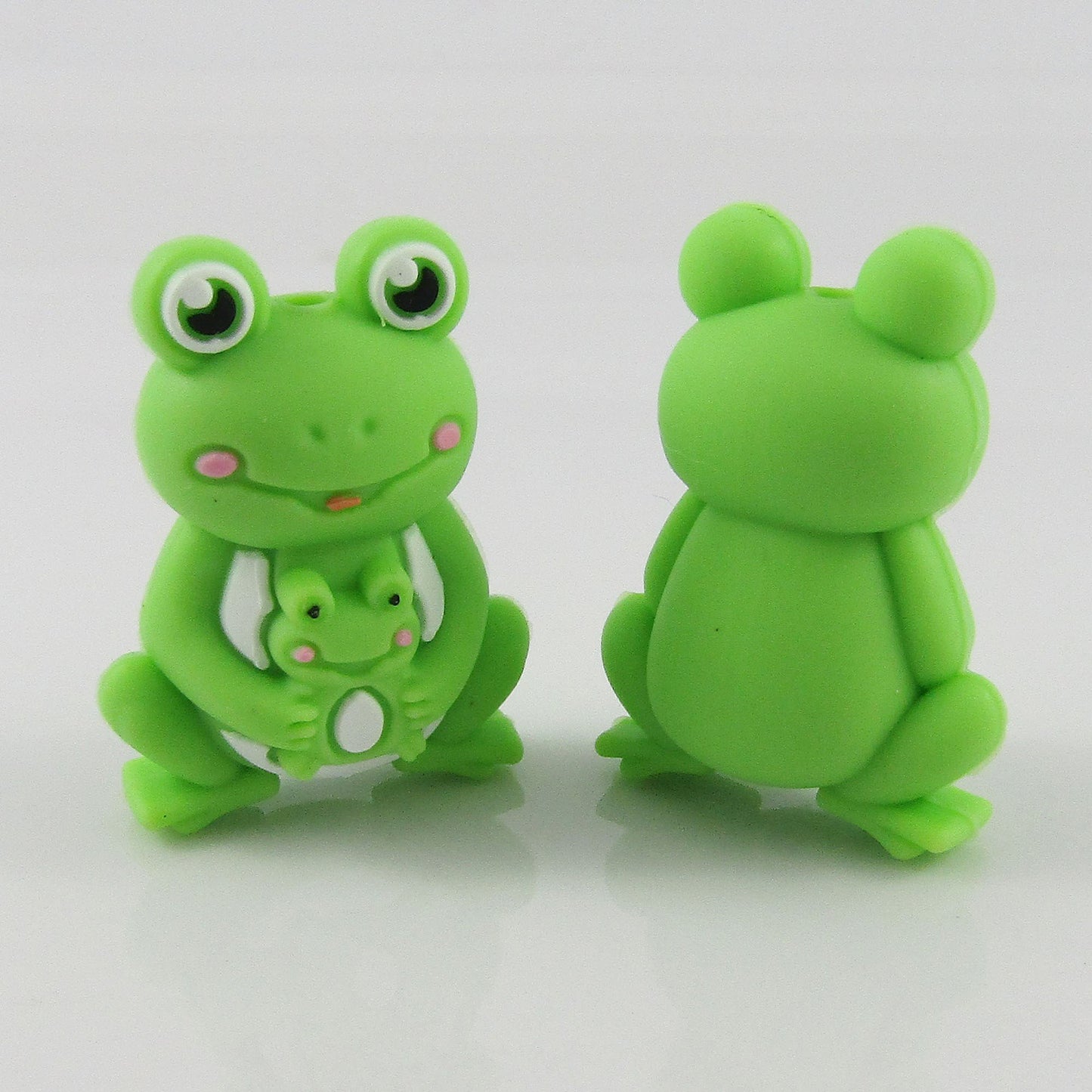 2pcs Frog Mother & Baby Mothers Day Silicone Focal Bead 29x21x14mm Hole 2mm