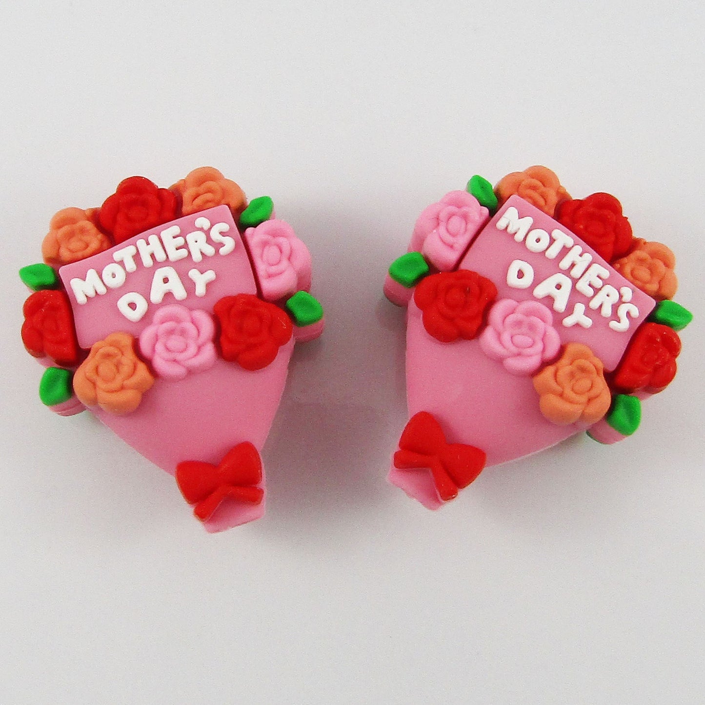 2pcs Bouquet of Flowers Mothers Day Silicone Focal Bead 30x25x15mm Hole 2mm