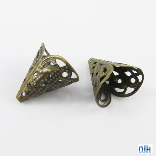 Bulk 20pcs Filigree Cone Bead Cap 16x16mm Hole 1mm Select Colour