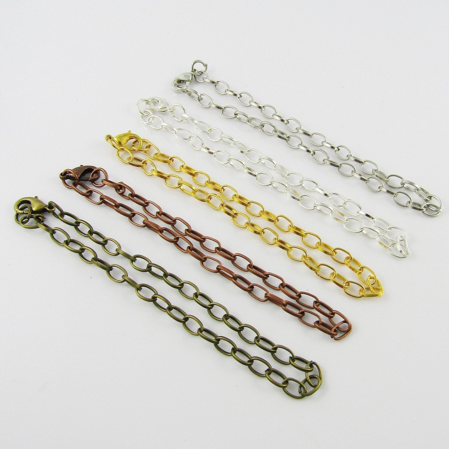 Bulk 5pcs Chain Link Bracelet 20cm Parrot Clasp Select Colour