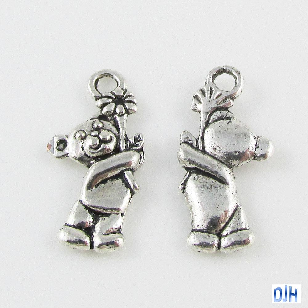 Bulk Cute Teddy with Daisy Charm Pendant Select Qty