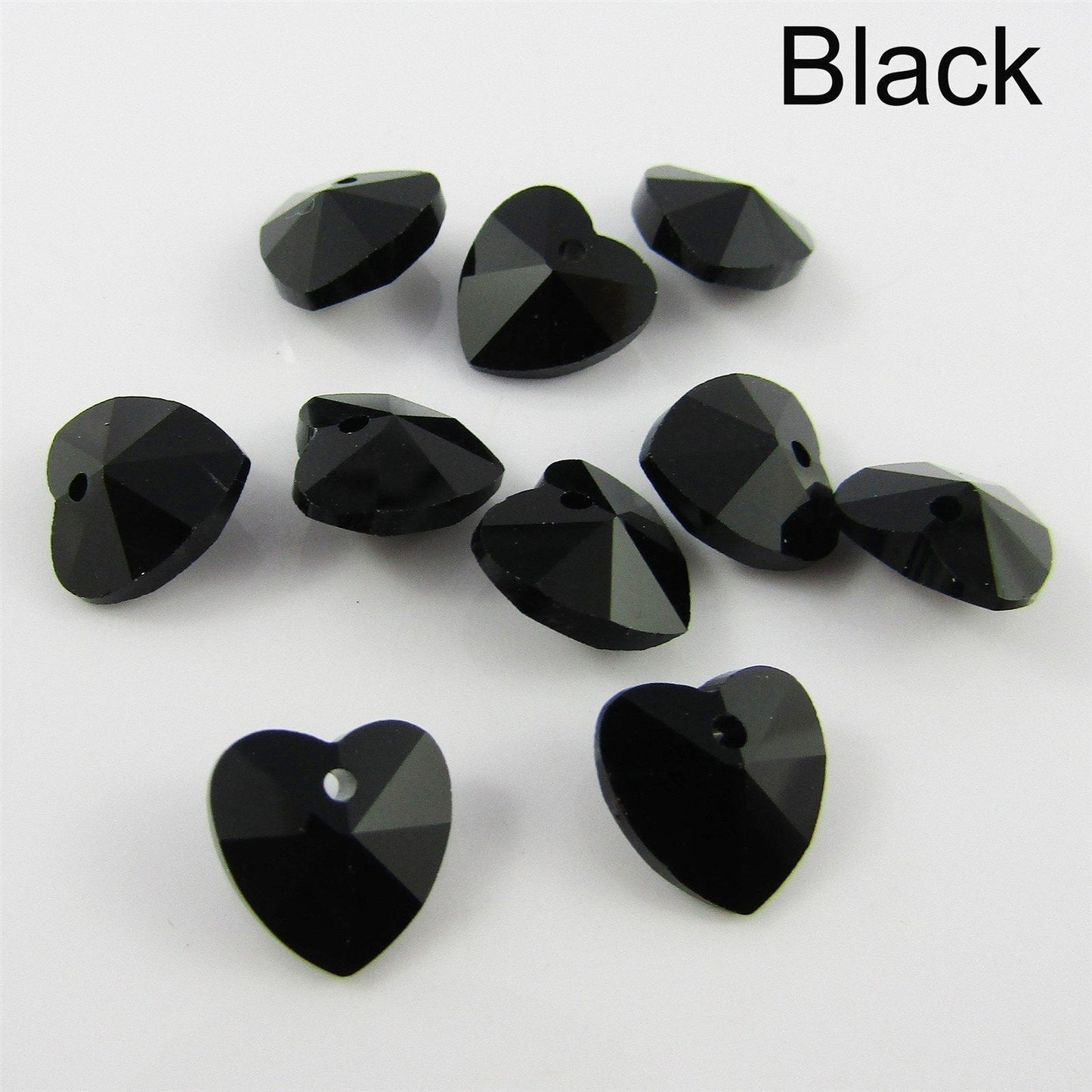 Bulk 10pcs Glass Faceted Heart Charm Pendant 10mm Select 12 Colours