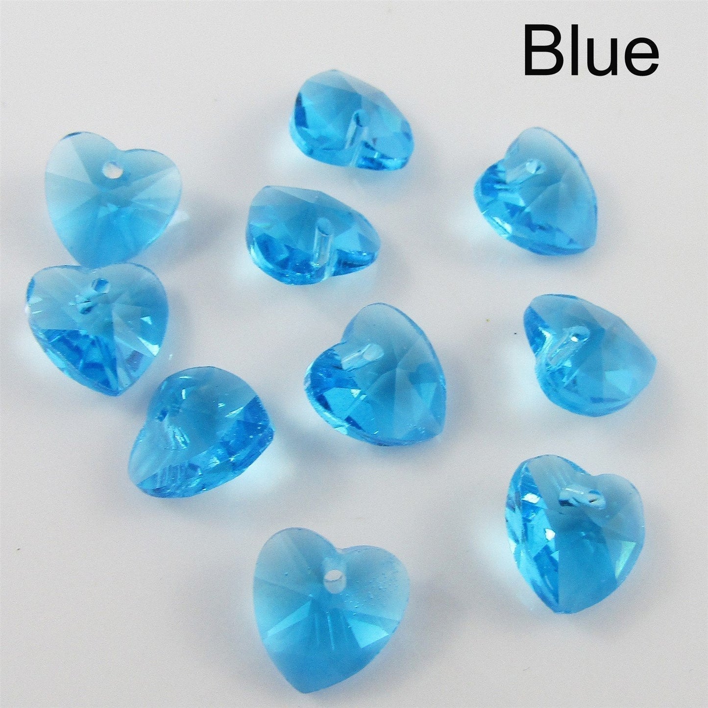 Bulk 10pcs Glass Faceted Heart Charm Pendant 10mm Select 12 Colours