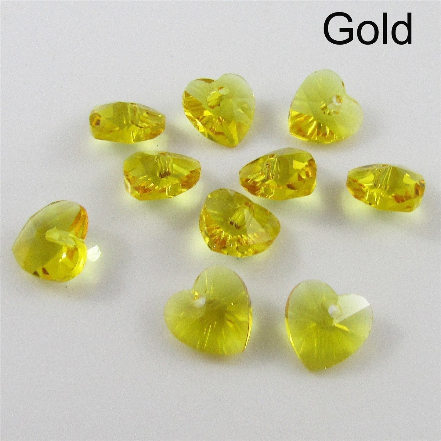 Bulk 10pcs Glass Faceted Heart Charm Pendant 10mm Select 12 Colours