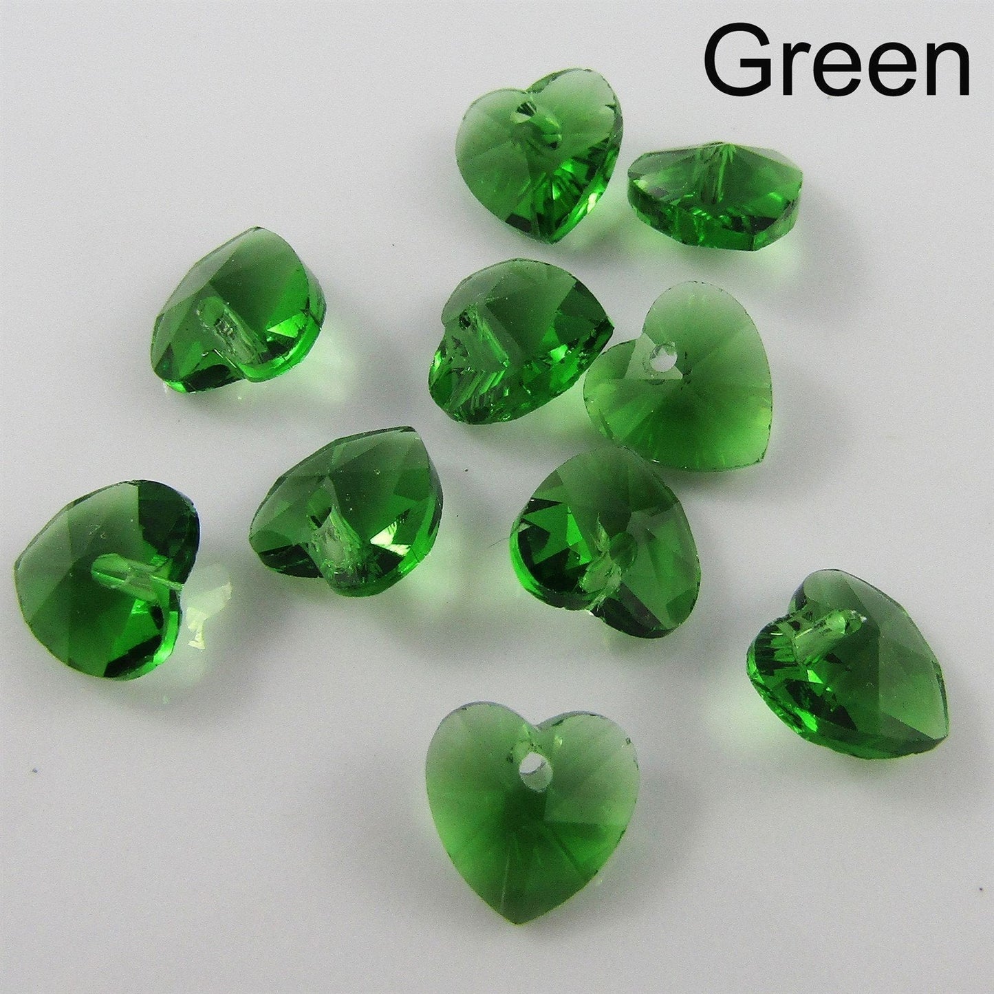 Bulk 10pcs Glass Faceted Heart Charm Pendant 10mm Select 12 Colours