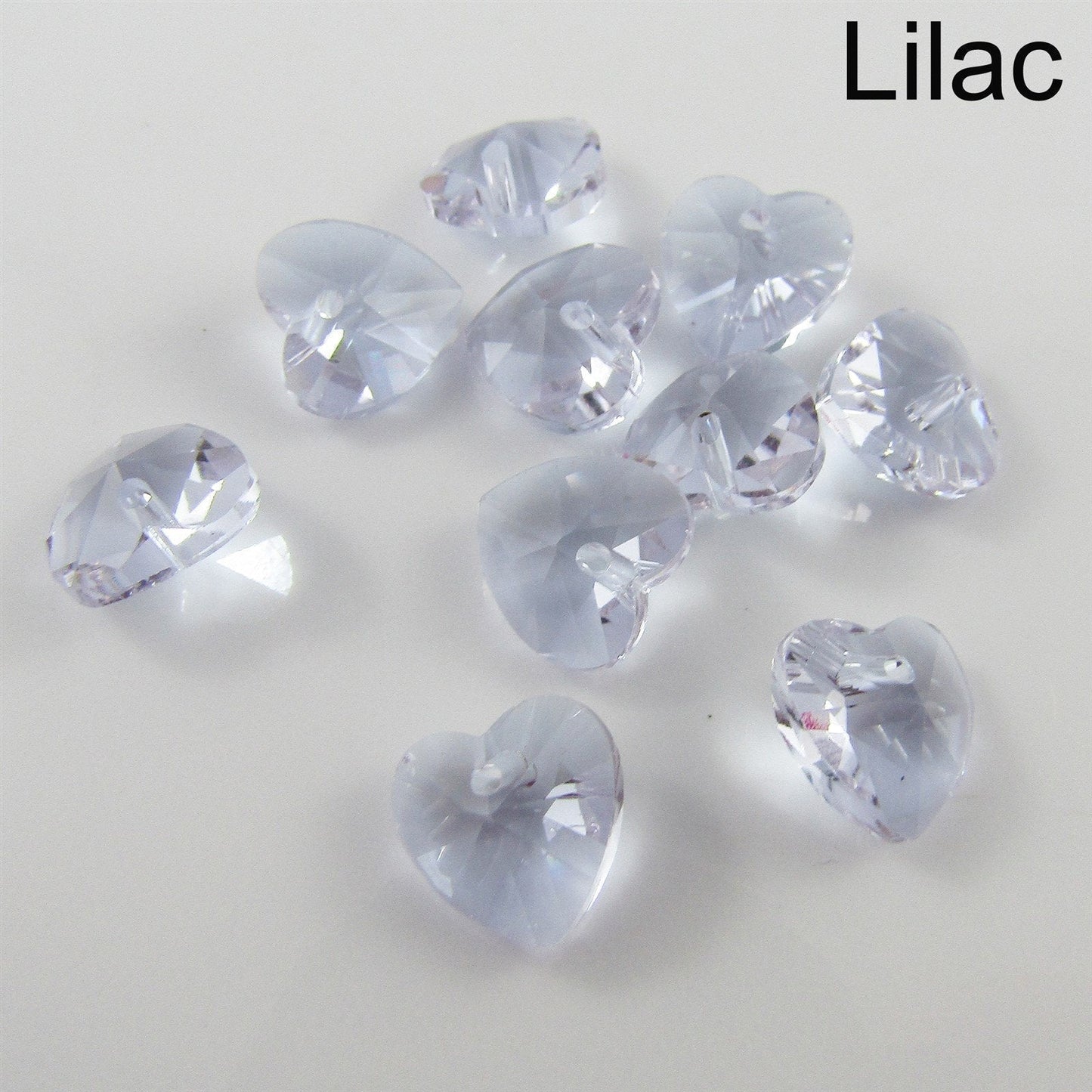 Bulk 10pcs Glass Faceted Heart Charm Pendant 10mm Select 12 Colours