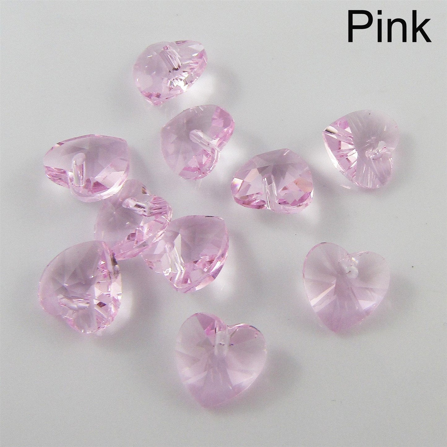 Bulk 10pcs Glass Faceted Heart Charm Pendant 10mm Select 12 Colours