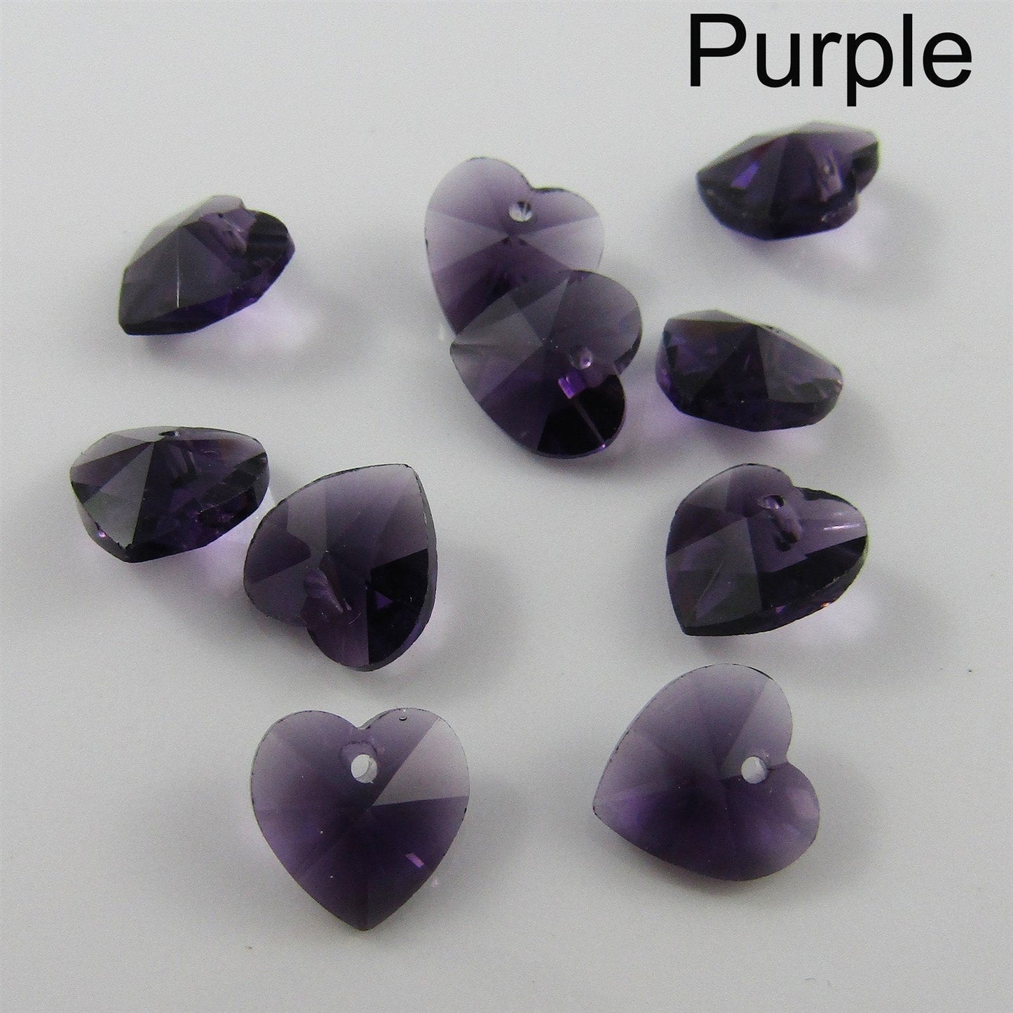 Bulk 10pcs Glass Faceted Heart Charm Pendant 10mm Select 12 Colours
