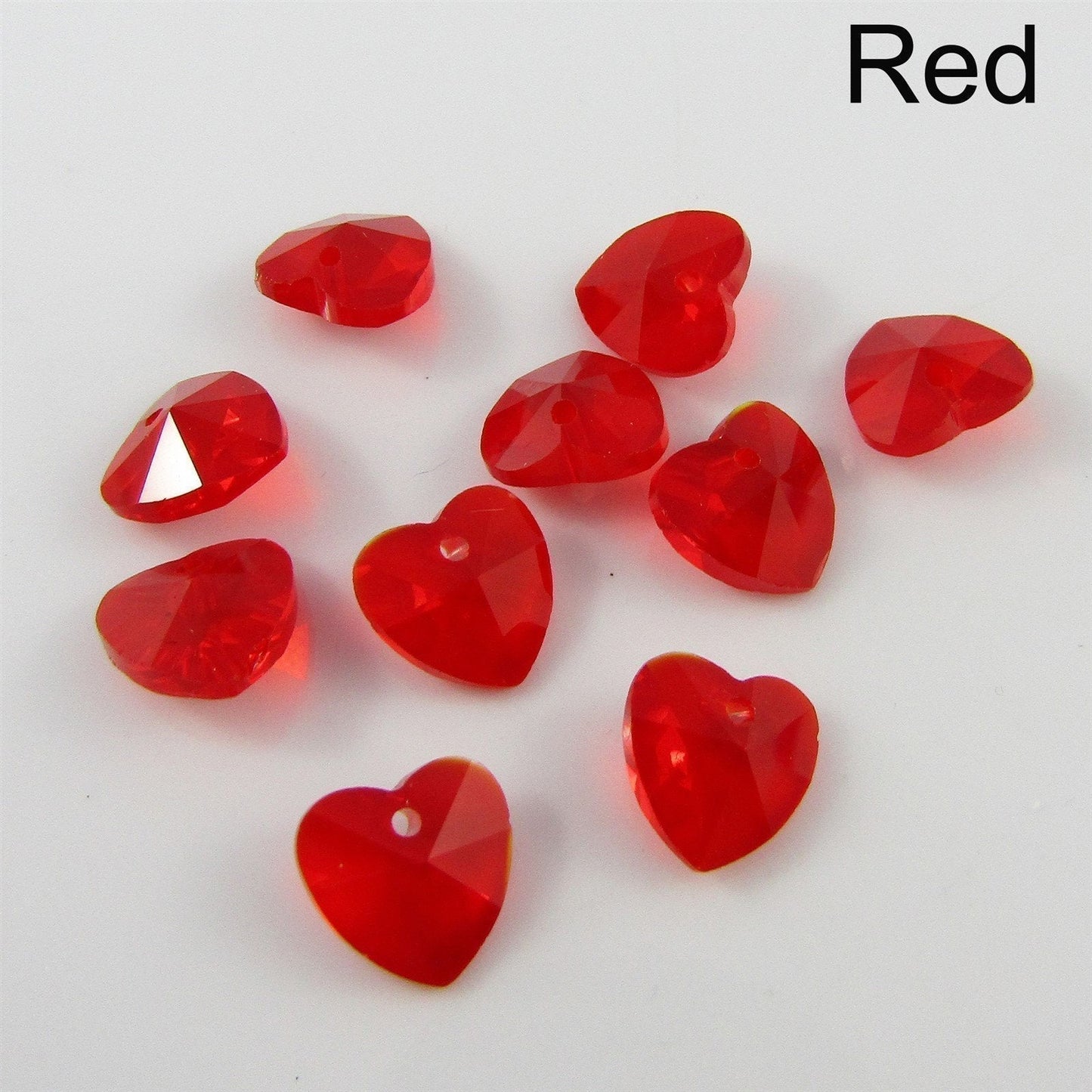 Bulk 10pcs Glass Faceted Heart Charm Pendant 10mm Select 12 Colours