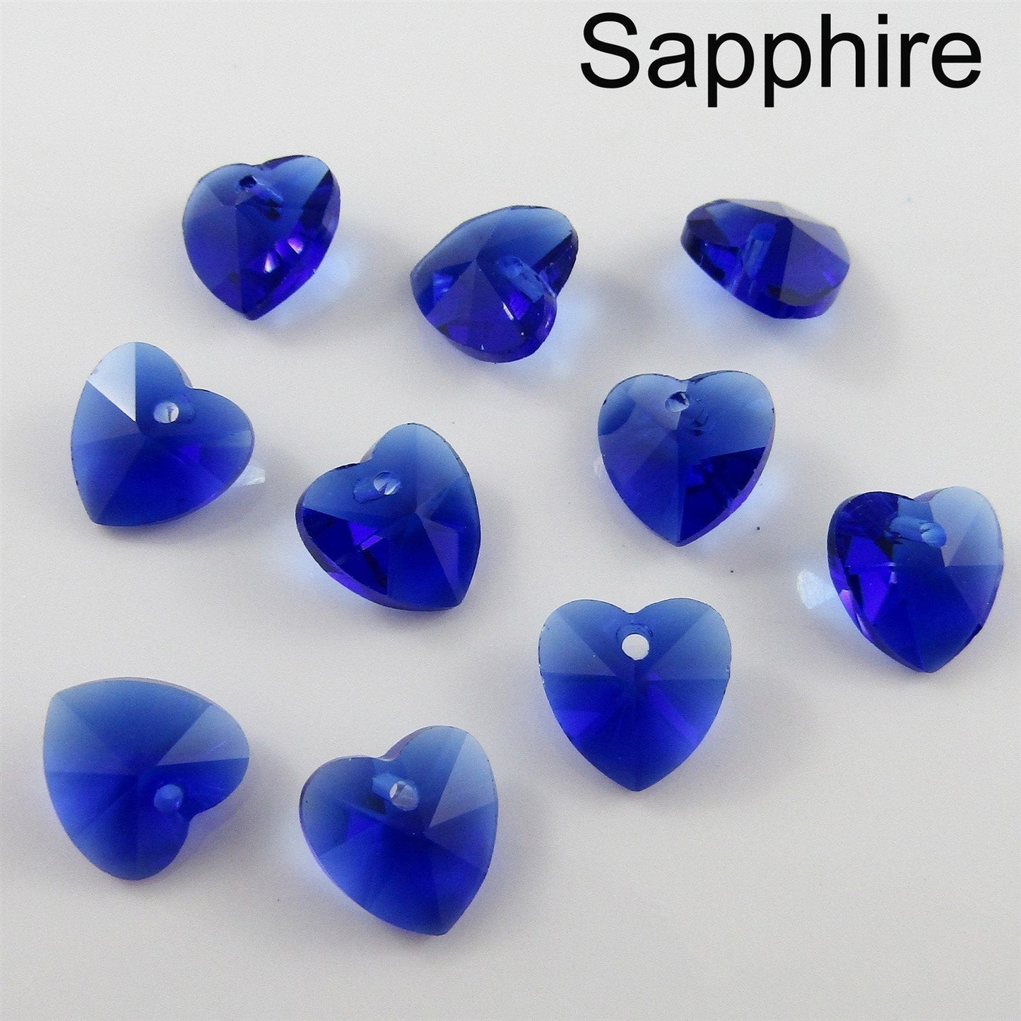 Bulk 10pcs Glass Faceted Heart Charm Pendant 10mm Select 12 Colours