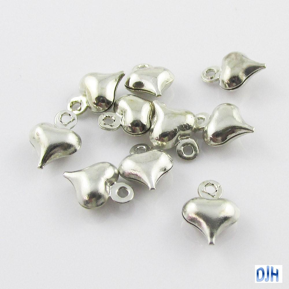 Bulk Pack of 10 Tiny Puffy Heart Charm Pendant 9x6mm Select Colour
