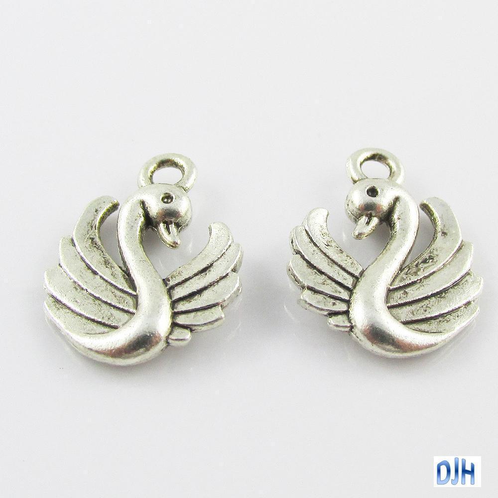 Bulk Swan Charm Pendant 17mm x 13mm Select Qty