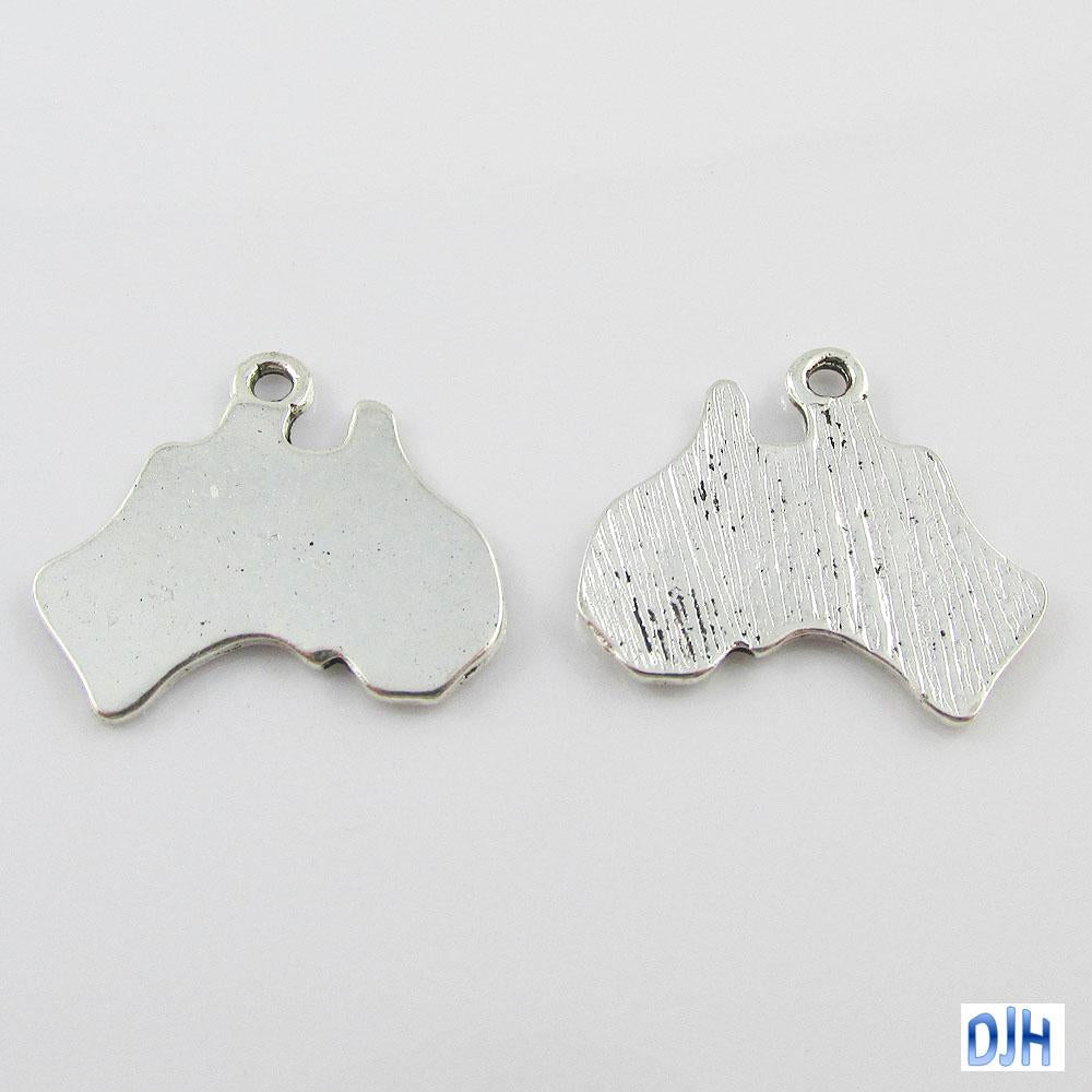 Bulk Australia Map Charm Pendant 20x17mm Antique Silver finish Select Qty