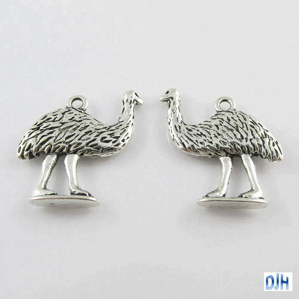 Bulk Australian Emu Charm Pendant 20x20mm Antique Silver finish Select Qty