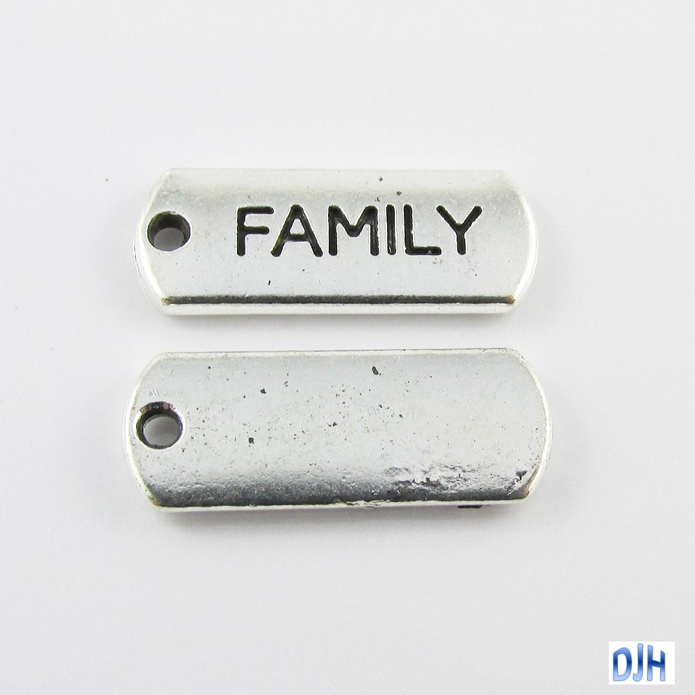 Bulk Family Tag Charm Pendant Message 21x8mm Select Qty