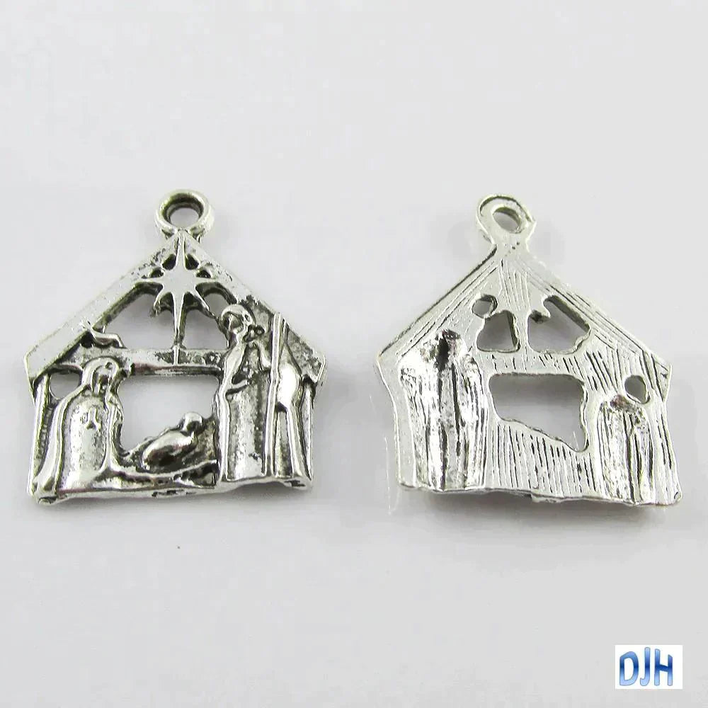 Bulk Christmas Nativity Scene Charm Pendant 21x18mm Select Qty