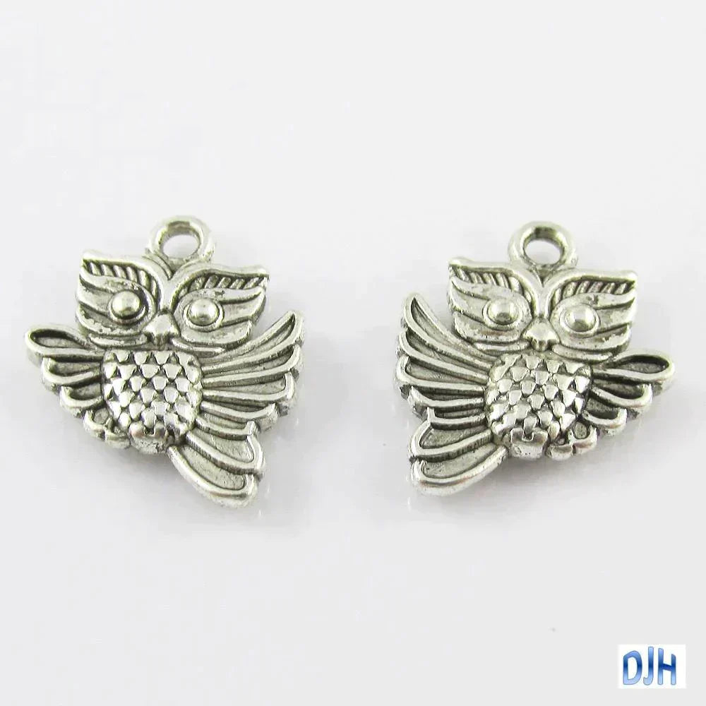 Bulk Owl in Flight Charm Pendant Baby Owl Wise Graduation 18x15mm Select Qty