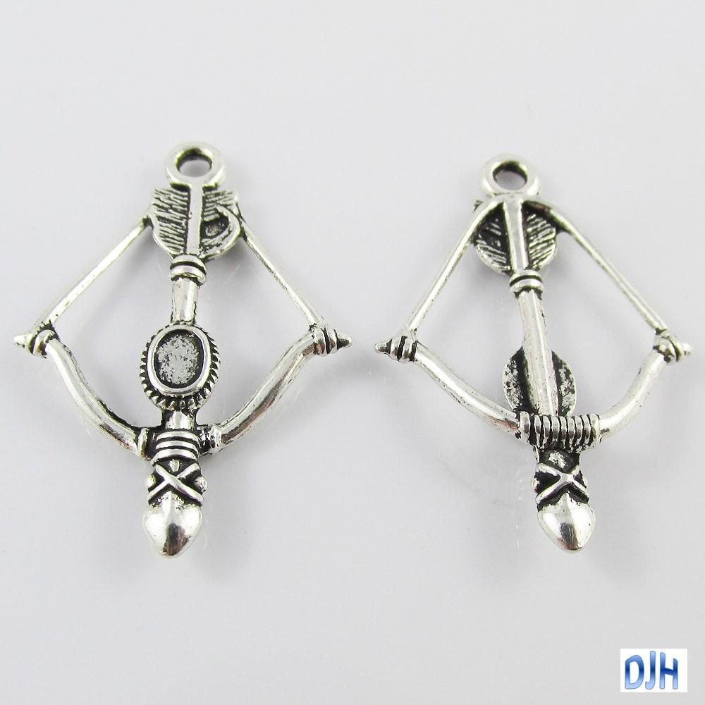 Bulk Bow & Arrow Charm Pendant Warrior Weapon 36x25mm Select Qty