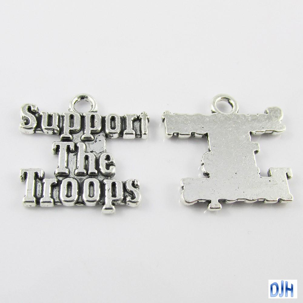 Bulk Support The Troops Charm Pendant Message 22x22m Select Qty