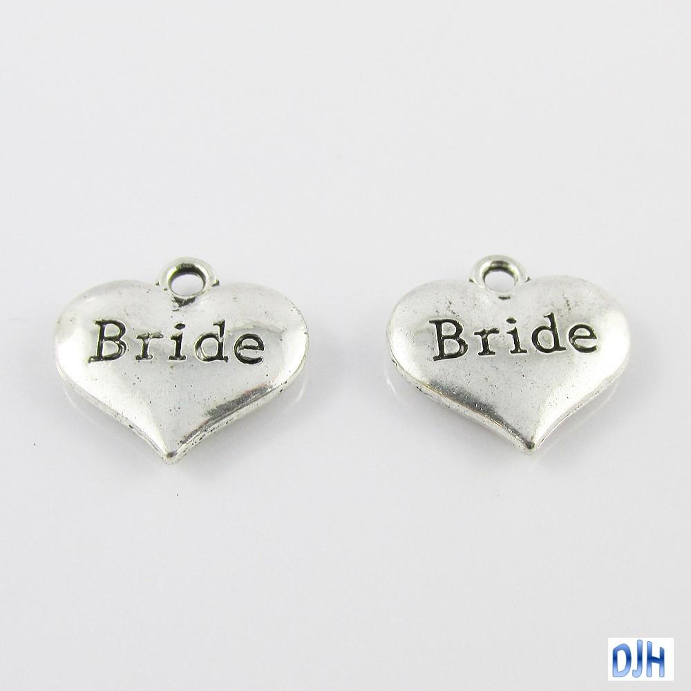 Bulk Bride Heart Charm Pendant Wedding 14x15mm Select Qty