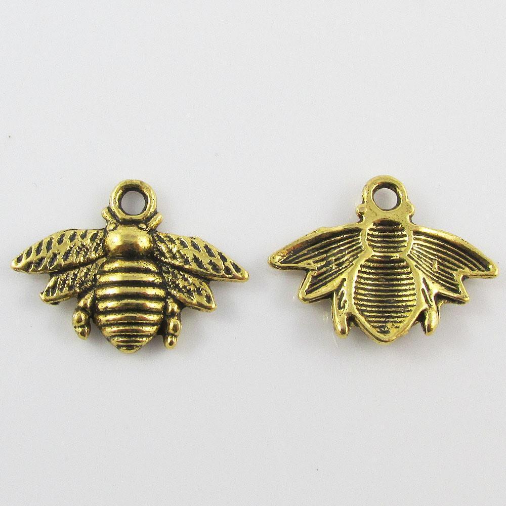 Bulk Bee Charm Pendant Honeybee Antique Gold 21x16mm Select Qty
