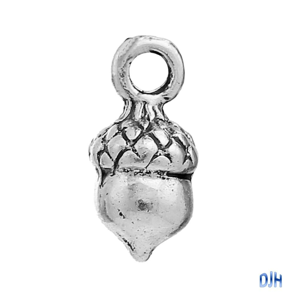 Bulk 3D Mini Acorn Charm Pendant 14x7mm Pack of 10 Select Colour