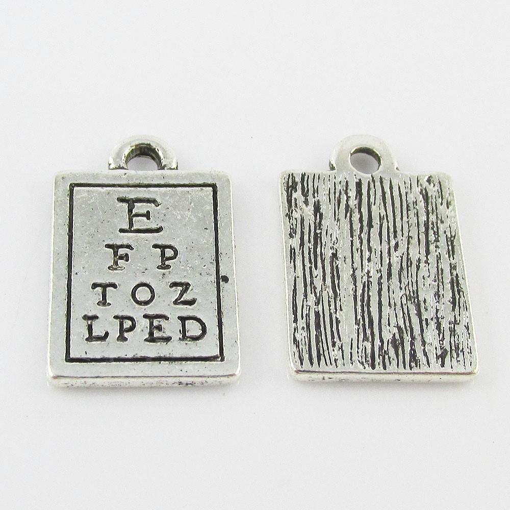 Bulk Eye Chart Charm Pendant Doctor Eyesight 18x11mm Select Qty
