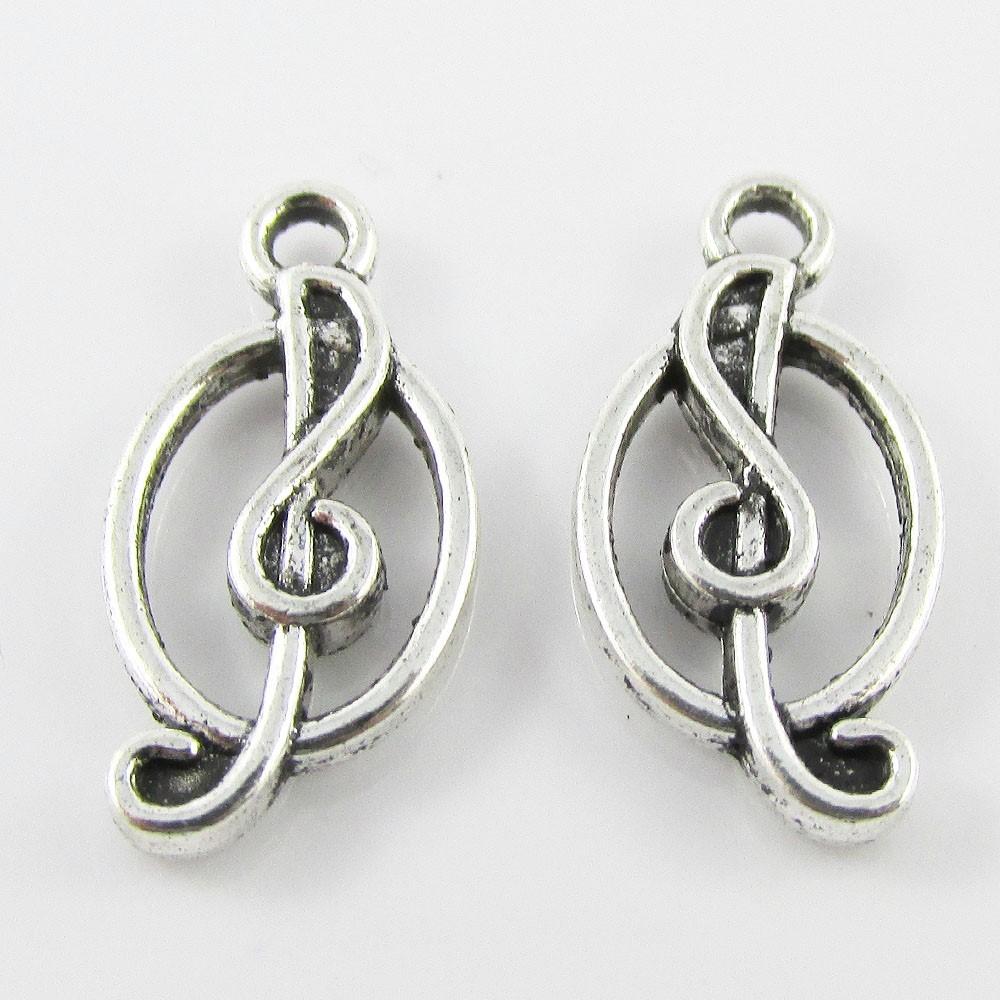 Mini Oval Treble Clef Charm Pendant Musician Music Note 17x9mm Select Qty