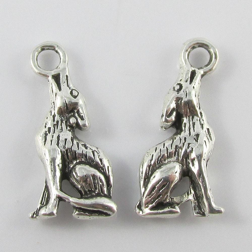 Bulk Howling Wolf Charm Pendant Animal Werewolf 20x10mm Select Qty