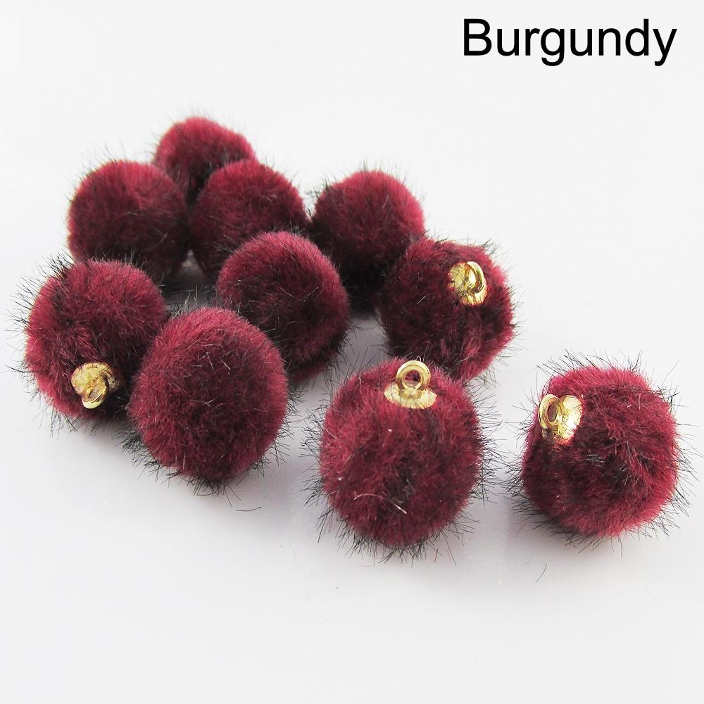 Bulk 10pce Fuzzy Pom Pom Ball Charm Pendant Faux Mink Fur Select Colour